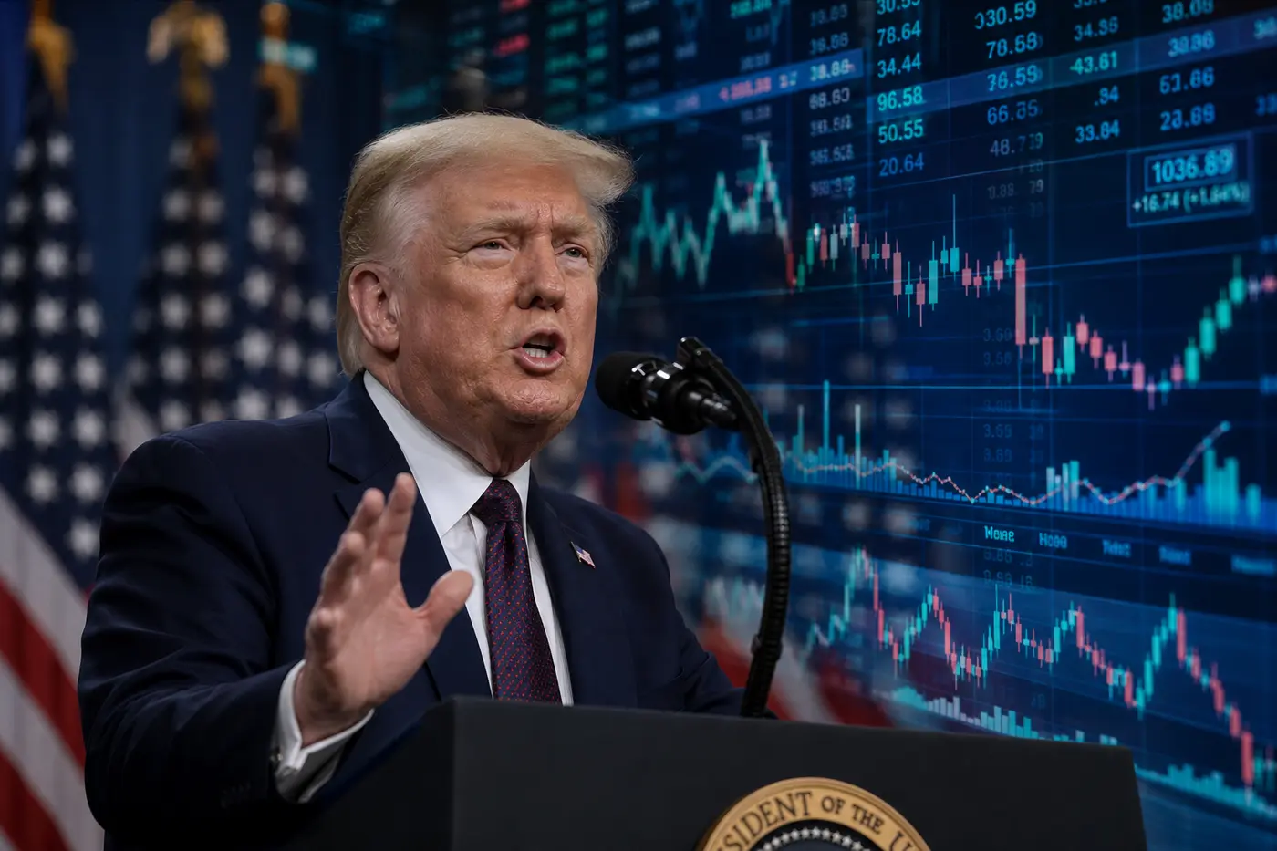 Donald Trump and market trading charts — politics as a market growth factor in EF-3